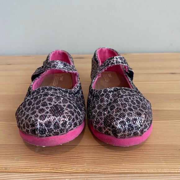 Toms Tiny Mary Jane Flat Silver Moroccan Print T11 - Picture 2 of 8